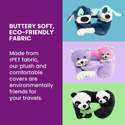 Evolution Kids Neck Pillow - rPET eco-friendly fabric for Puppies, Kittens, and Pandas  travel pillows