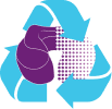 Recycling symbol with neck pillow in the middle